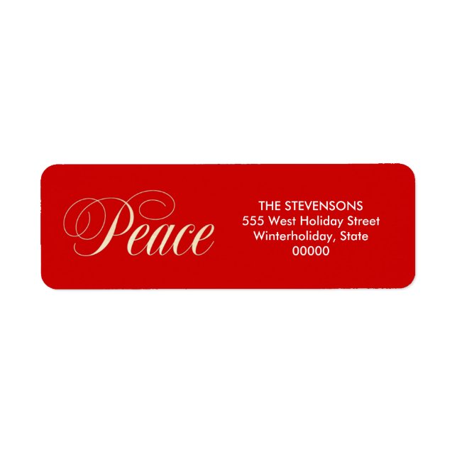 Elegante Peace Holiday Rote Rücksendeadressen-Aufk (Vorne)