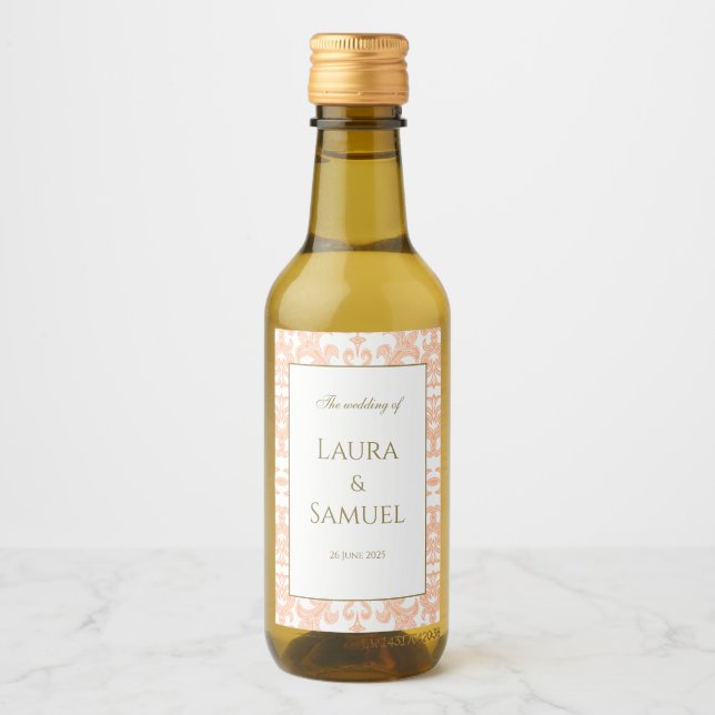 Elegante Peach and Gold Mini Wine Labels Weinetikett (Vorderseite)