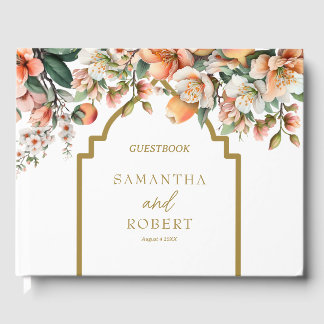 Elegante Peach and Gold Southern Wedding Gästebuch