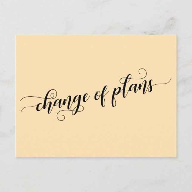 Elegante Peach Änderung der Pläne Verspätete Hochz Postkarte (Vorderseite)