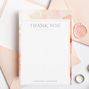 Elegante Peach Blume Wedding Dankeschön Card Dankeskarte