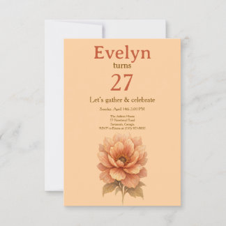 Elegante Peach-Blüten-Geburtstagseinladung