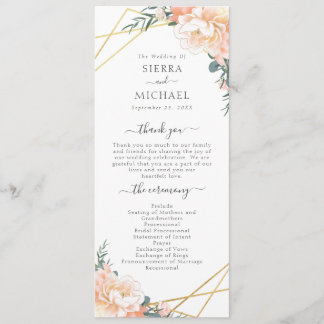 Elegante Peach Cream Floral Gold Geometrische Hoch Programm