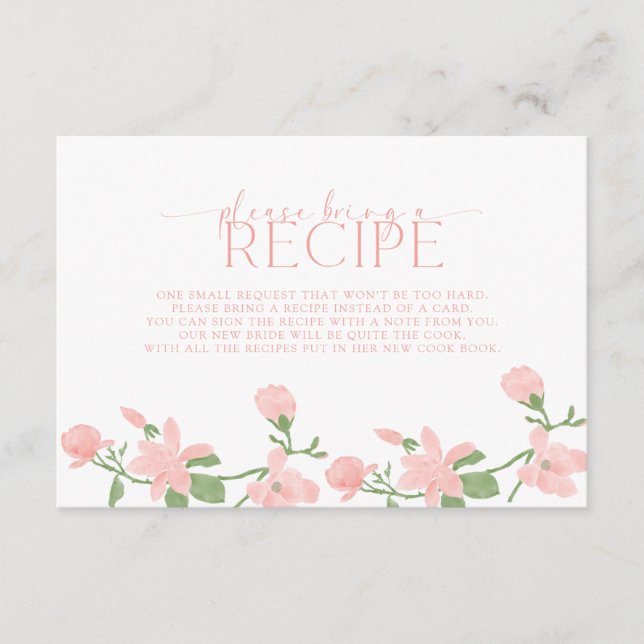 Elegante Peach Floral Bitte bringen Sie ein Rezept Begleitkarte (Vorderseite)