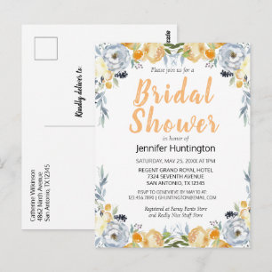 Elegante Peach Floral Bridal Dusche Einladung Postkarte