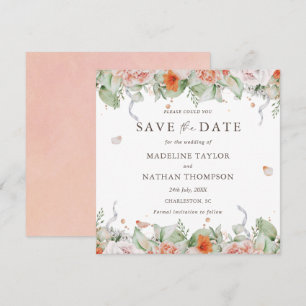 Elegante Peach Floral Wasserfarbe Save the Date
