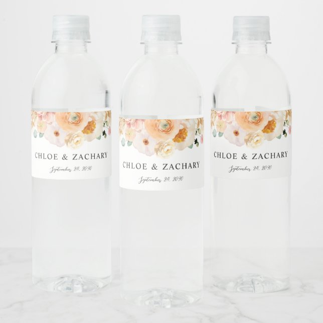 Elegante Peach Floral Wedding (Flaschen)