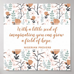 Elegante Peach Hope Zitat floral Inspiration Kunst Poster