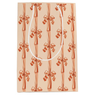 Elegante Peach Imitats Satin Ribbon Bow Mittlere Geschenktüte
