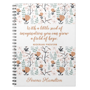 Elegante Peach Inspirational Hope Quote Blume Kuns Notizblock