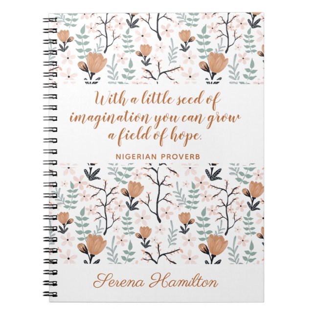 Elegante Peach Inspirational Hope Quote Blume Kuns Notizblock (Vorderseite)