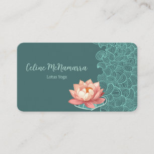 Elegante Peach Lotus Aquamarin Visitenkarte
