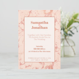 Elegante Peach Marble Wedding Einladung