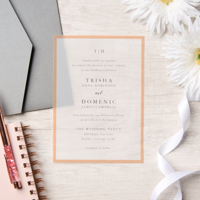Elegante Peach Monogram Moderne Hochzeit (Hochzeit)