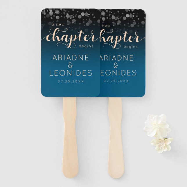 Elegante Peach Oceanic Blue Wedding ein neues Kapi Fächer (Vorne und Hinten)