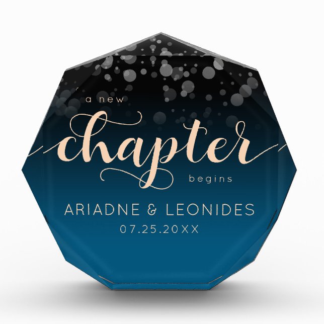 Elegante Peach Oceanic Blue Wedding ein neues Kapi Fotoblock (Vorderseite)