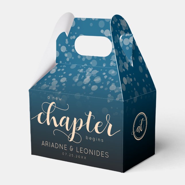 Elegante Peach Oceanic Blue Wedding ein neues Kapi Geschenkschachtel (Vorderseite)