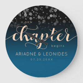 Elegante Peach Oceanic Blue Wedding ein neues Kapi Große Wanduhr