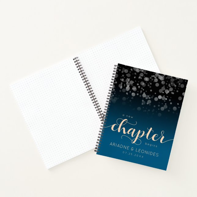 Elegante Peach Oceanic Blue Wedding ein neues Kapi Notizbuch (Innenseite)