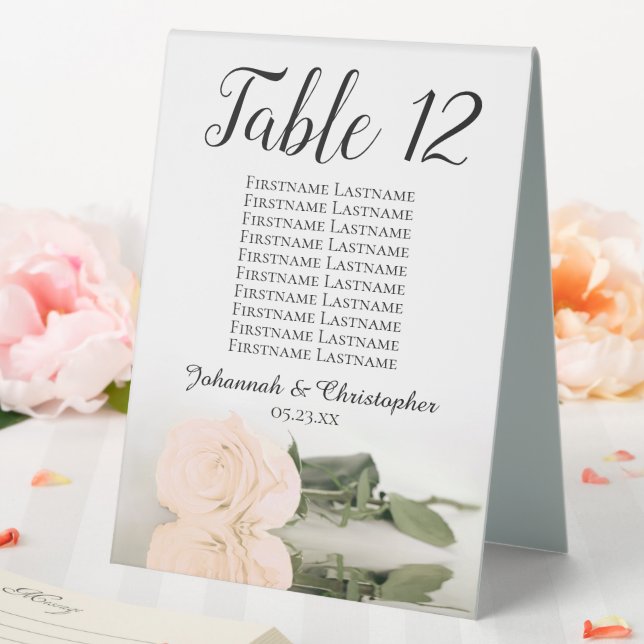 Elegante Peach-Rose Hochzeitsstichtabelle Tischaufsteller (In Situ (Hochzeit))