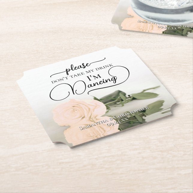 Elegante Peach-Rose Nimm meine Trinkehe nicht mit. Untersetzer (angewinkelt)