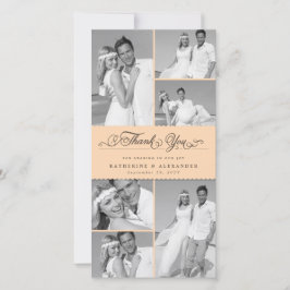 Elegante Peach Scalloped Band 6 Foto Chic Wedding Dankeskarte