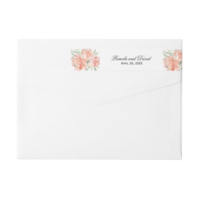 Elegante Peach Wassercolor Blumenhochzeit (Rückseite)