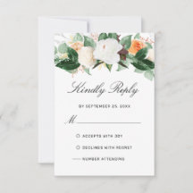 Elegante Peach White Watercolor Floral Hochzeit im