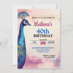 Elegante Peacock Birthday Party Einladung