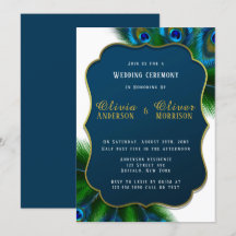 Elegante Peacock Feathers Gold Wedding