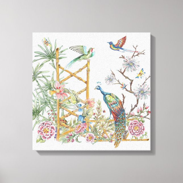 Elegante Peacock Orientalischer Garten: Leinwanddruck (Vorderseite)