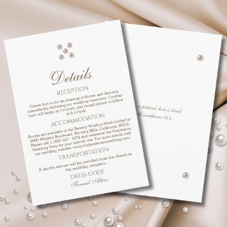 Elegante Pearl Christian Hochzeitsdetails Begleitkarte