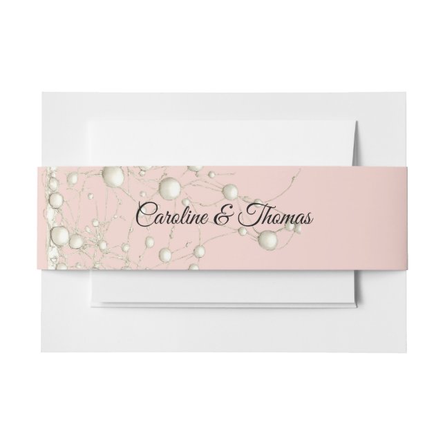 Elegante Pearl Gold Script Hochzeit Romantische Pe Einladungsbanderole (Vorderseite Beispiel)