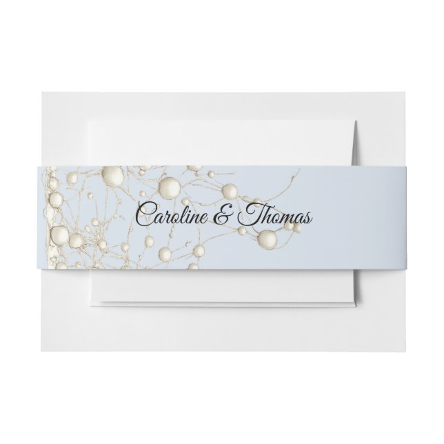 Elegante Pearl Gold Script Hochzeit Romantische Pe Einladungsbanderole (Vorderseite Beispiel)