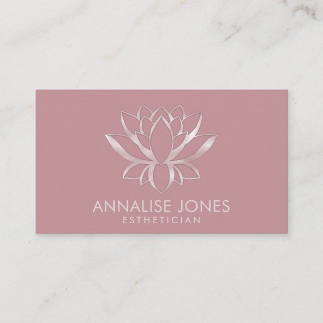 Elegante Pearl Rose Gold Glitzer Lotus Blume Visitenkarte (Vorderseite)