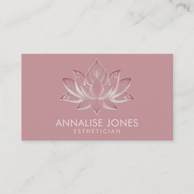 Elegante Pearl Rose Lotus Blume Visitenkarte (Vorderseite)