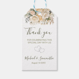 Elegante Pearl White und Elvory Rose Wedding Geschenkanhänger