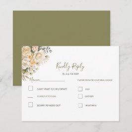 Elegante Pearl White und Elvory Rose Wedding RSVP Karte