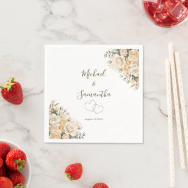 Elegante Pearl White und Elvory Rose Wedding Serviette