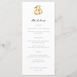 Elegante Pears Calligraphy Wedding Menu Menükarte