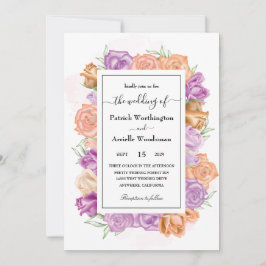 Elégante pêche et invitation à un mariage violet