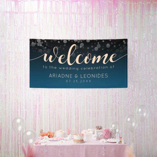 Élégante Pêche Océanique Bleu Mariage Bannière (Fête)