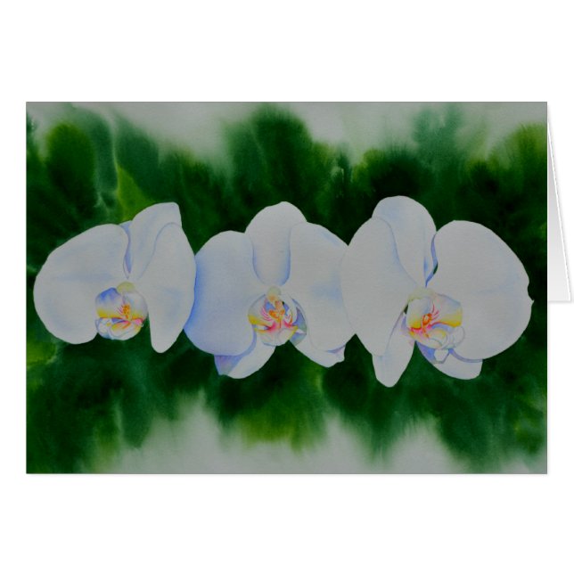 Elégante peinture chic d'orchidée blanche aquarell (Devant Horizontal)