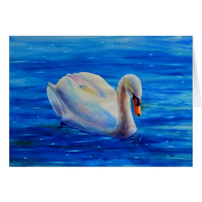 Elégante peinture d'aquarelle de cygne blanc (Devant horizontal)