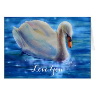 Elégante peinture d'aquarelle de cygne blanc