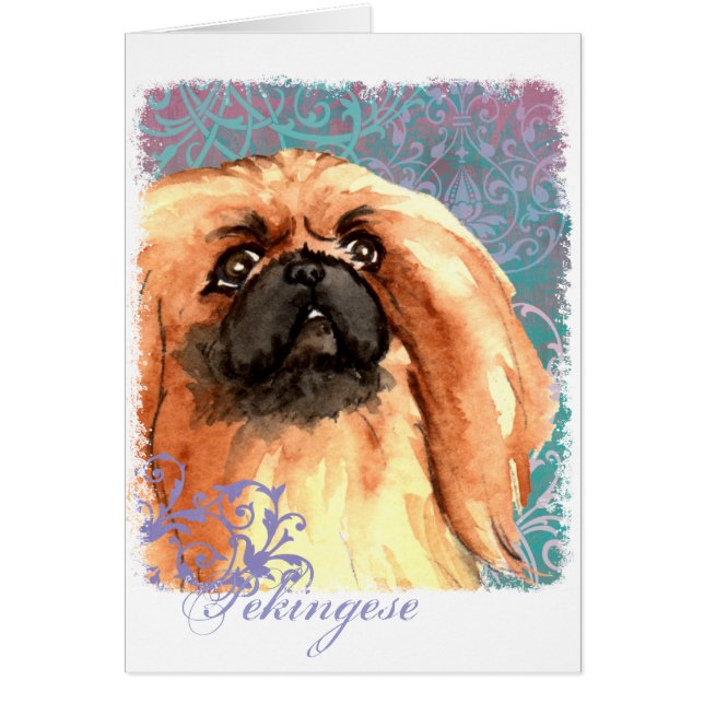 Elegante Pekingese Karte (Vorne)