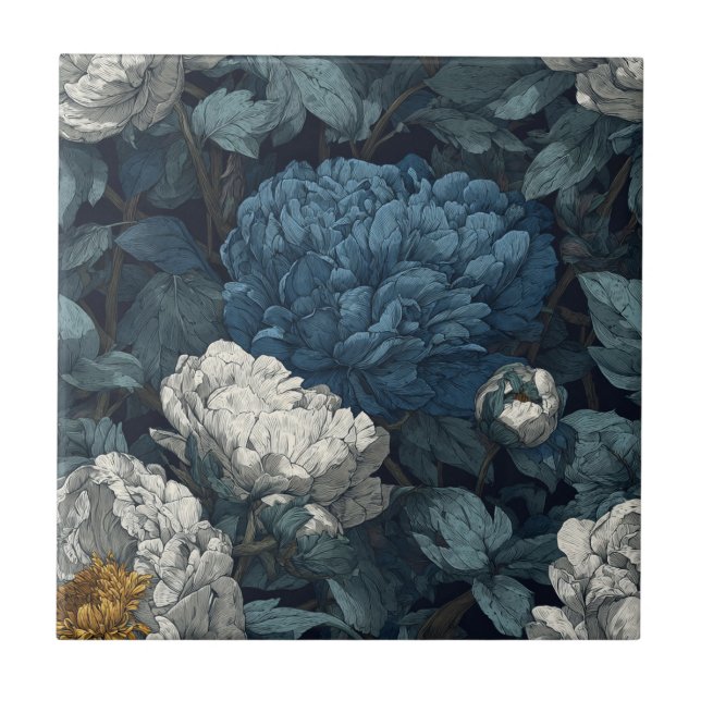 Elegante Peonies Keramik Fliesen für verschmutzte  (Vorderseite)