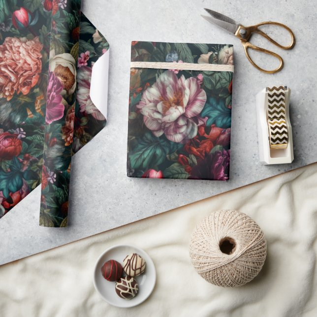 Elegante Peonies Rose Bloral Geschenkpapier (Kunsthandwerk)