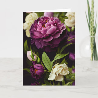 Elegante Peonies & Rose Faltkarte Dankeskarte