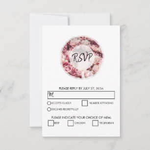 Elégante Peonies Roses Mariage Cartes RSVP